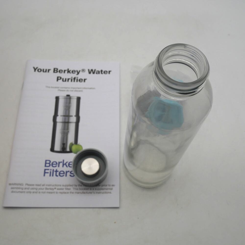 NEW Berkey Filter Prime Rite Priming Filter Kit+ 16.9 Glass Boroux Bottle w/ Lid - Picture 5 of 8
